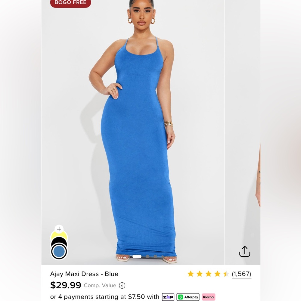 Fashion Nova Blue Spaghetti Strap Dress